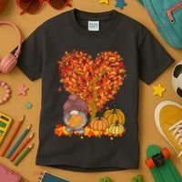 Gnome Fall Autumn Heart Cute Kids T-Shirt thumb 3