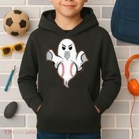 Ghost Forkball Baseball Pitch Fork Ball Strikeout Pitcher Kids Hoodie thumb 2