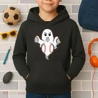 Ghost Forkball Baseball Pitch Fork Ball Strikeout Pitcher Kids Hoodie thumb 2