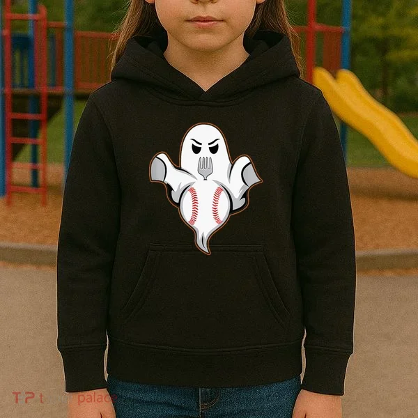 Ghost Forkball Baseball Pitch Fork Ball Strikeout Pitcher Kids Hoodie