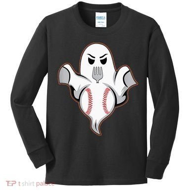 Ghost Forkball Baseball Pitch Fork Ball Strikeout Pitcher Kids Long Sleeve Shirt
