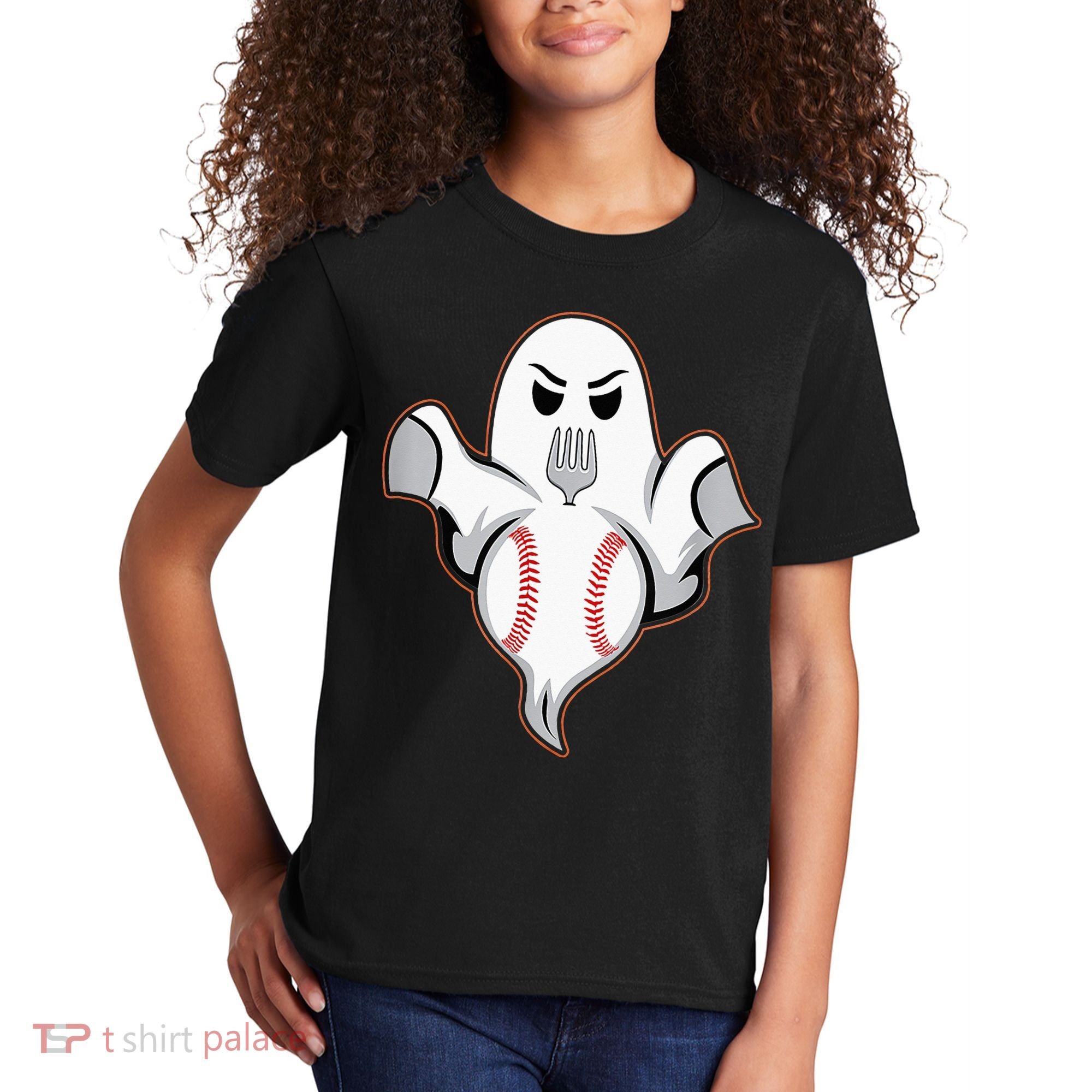 Ghost Forkball Baseball Pitch Fork Ball Strikeout Pitcher Kids T-Shirt