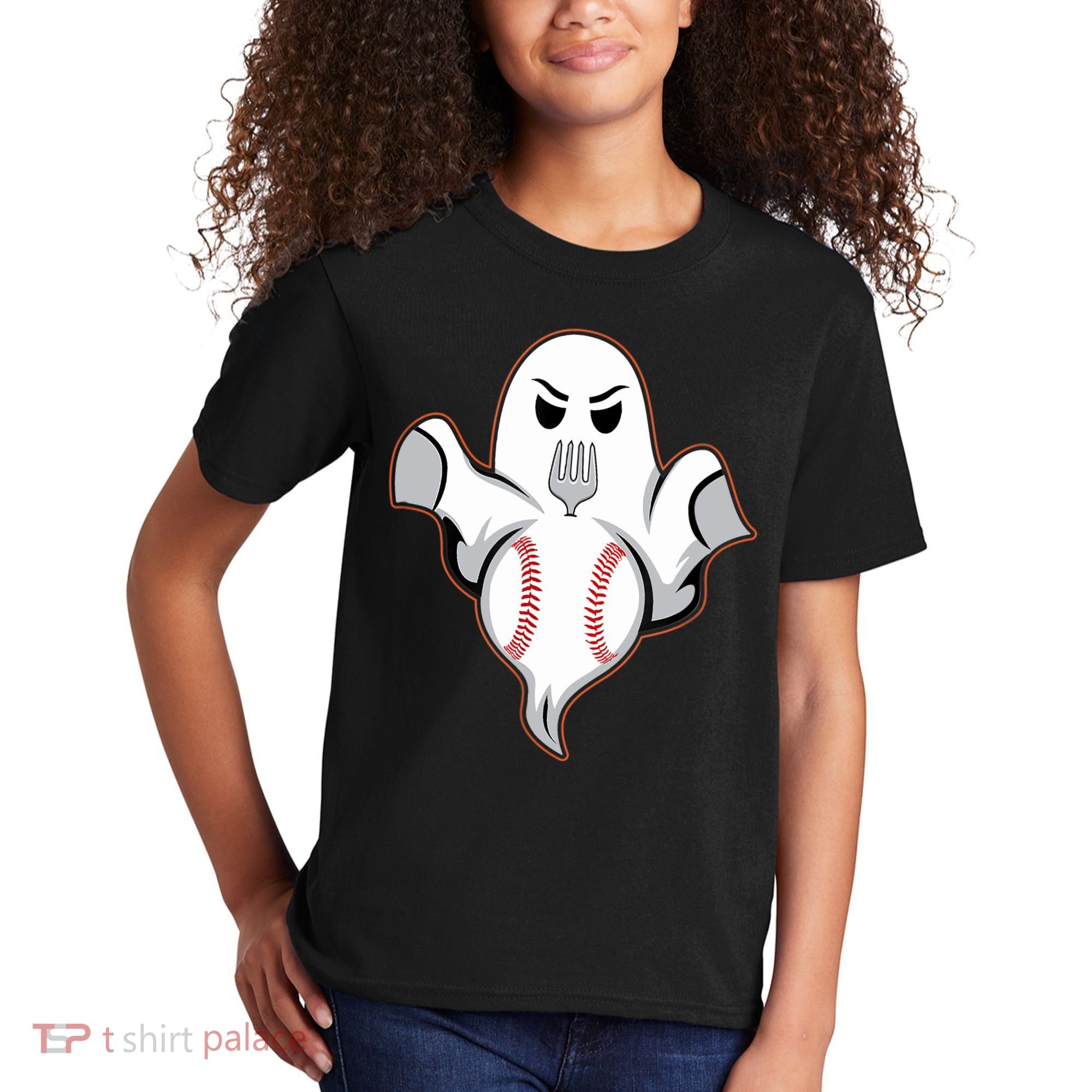 Ghost Forkball Baseball Pitch Fork Ball Strikeout Pitcher Kids T-Shirt