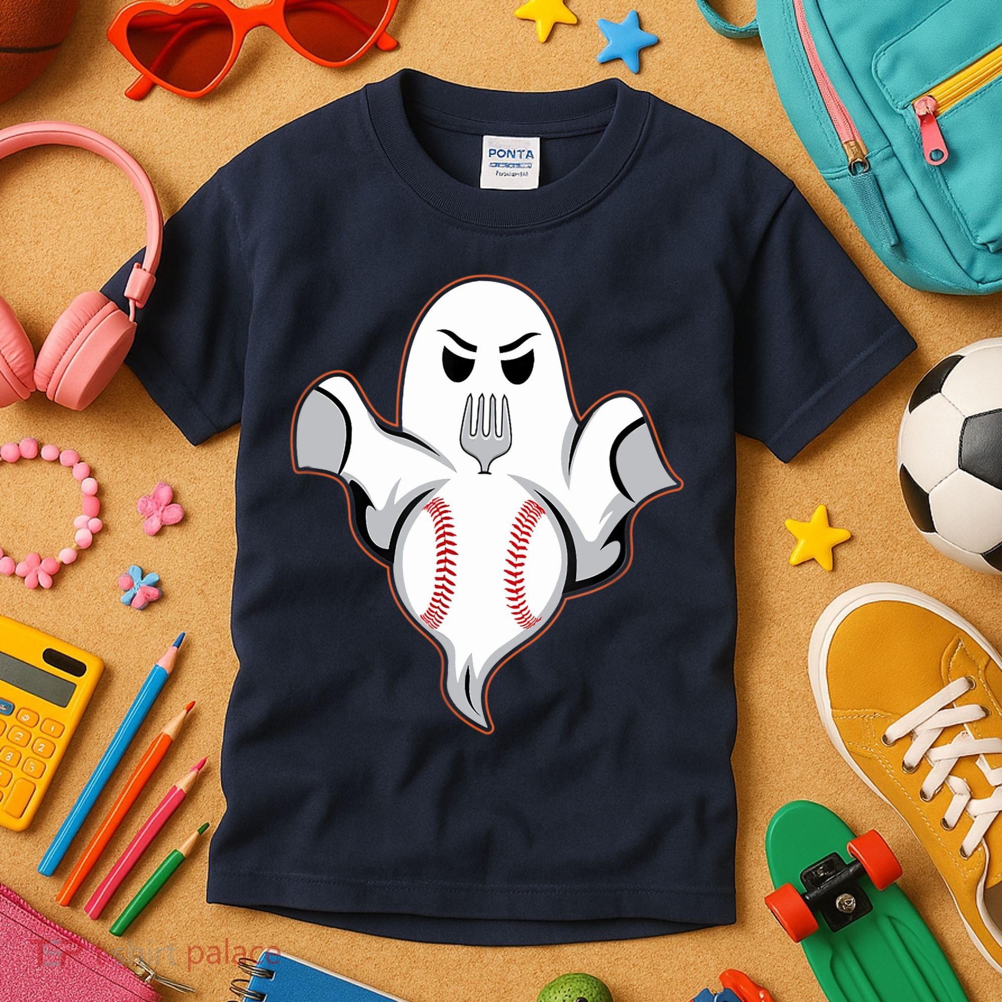Ghost Forkball Baseball Pitch Fork Ball Strikeout Pitcher Kids T-Shirt