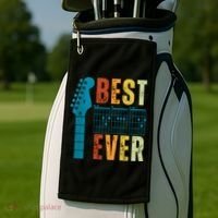 Guitarist Father Best Dad Ever Retro Gift Golf Towel thumb 2