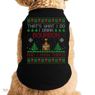 Gift For Bourbon Lover Funny Bourbon Ugly Christmas Doggie Tank