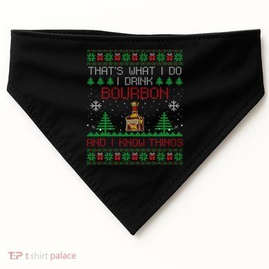 Gift For Bourbon Lover Funny Bourbon Ugly Christmas USA-Made Doggie Bandana