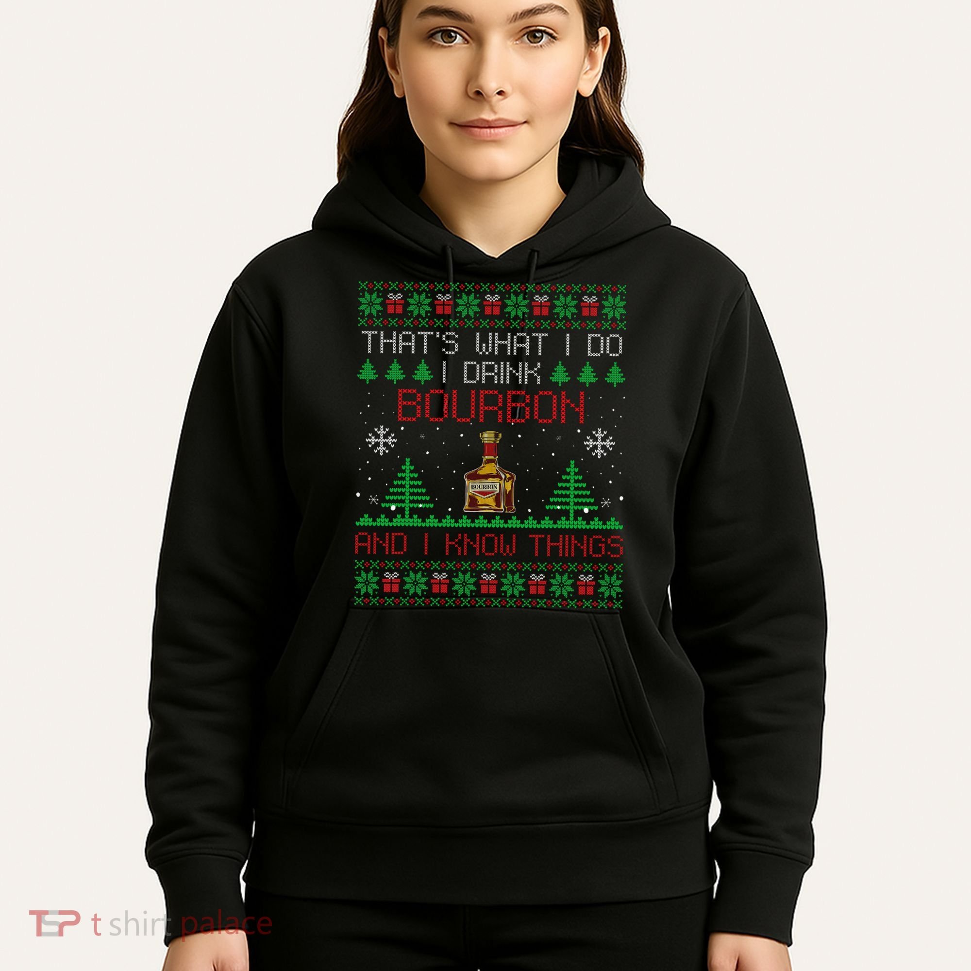 Gift For Bourbon Lover Funny Bourbon Ugly Christmas Hoodie
