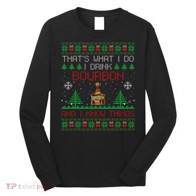 Gift For Bourbon Lover Funny Bourbon Ugly Christmas Long Sleeve Shirt