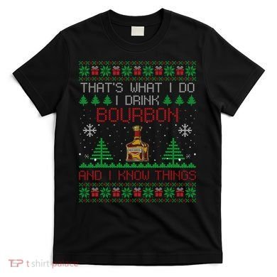 Gift For Bourbon Lover Funny Bourbon Ugly Christmas T-Shirt