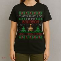 Gift For Bourbon Lover Funny Bourbon Ugly Christmas T-Shirt thumb 4