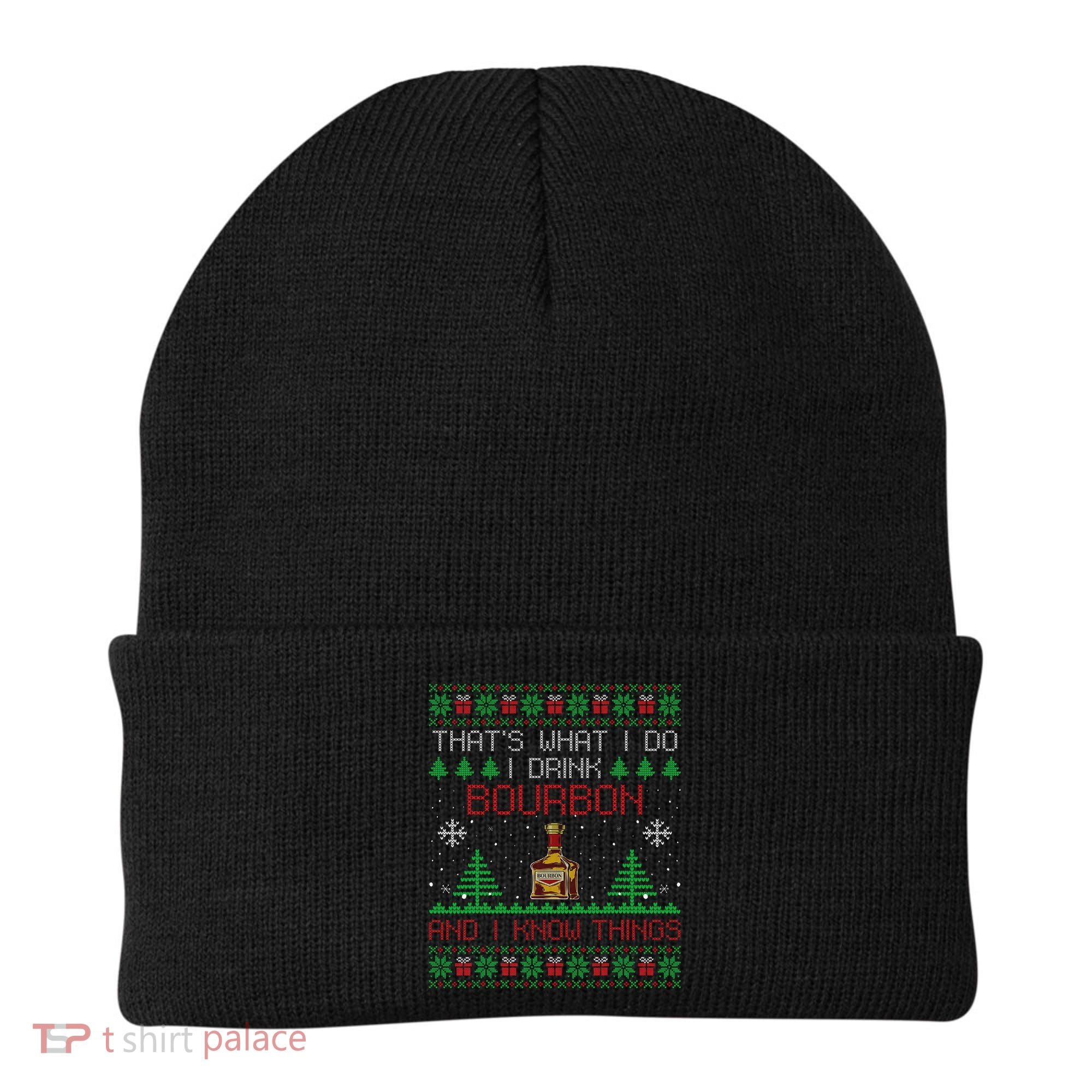 Gift For Bourbon Lover Funny Bourbon Ugly Christmas Beanie