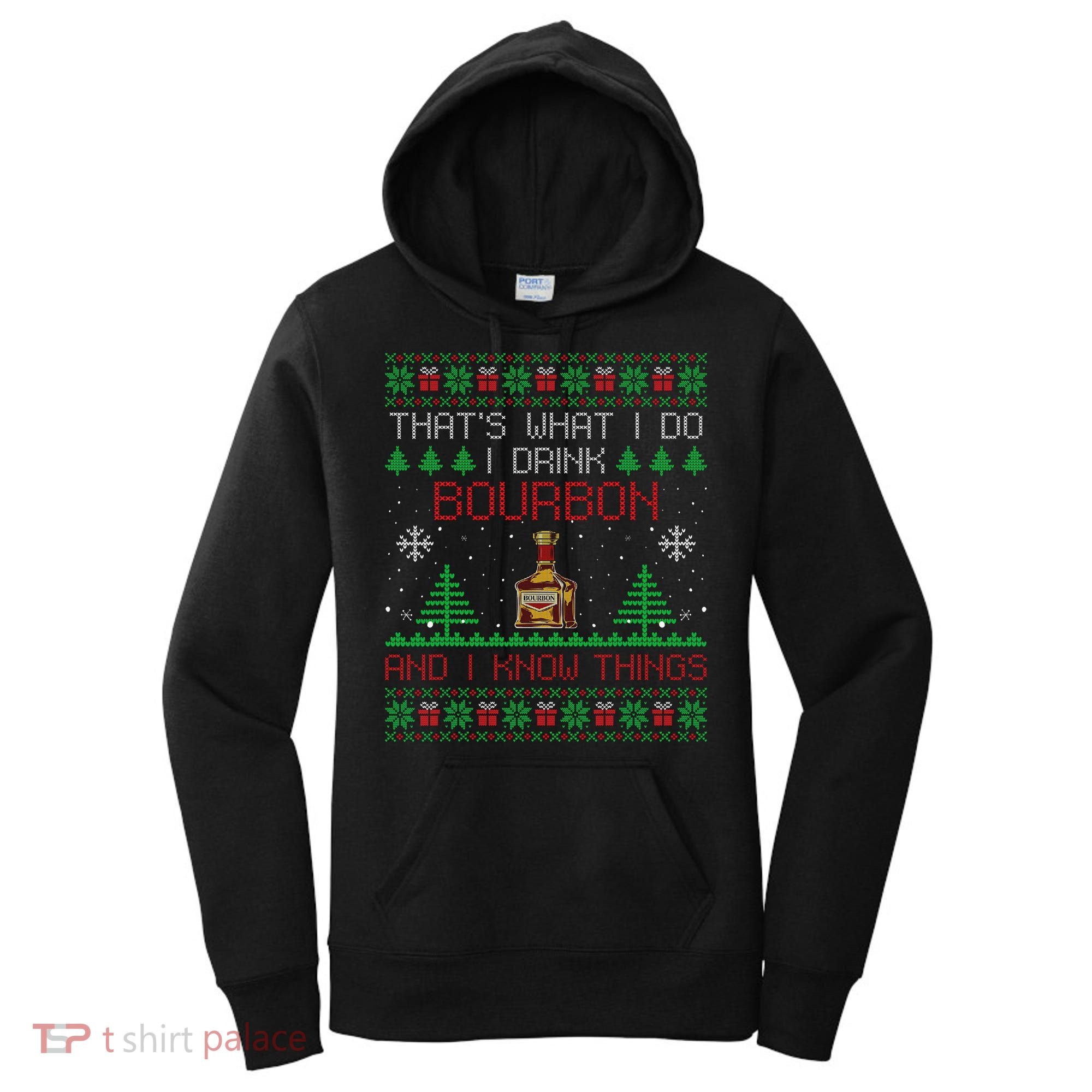 Gift For Bourbon Lover Funny Bourbon Ugly Christmas Women's Hoodie