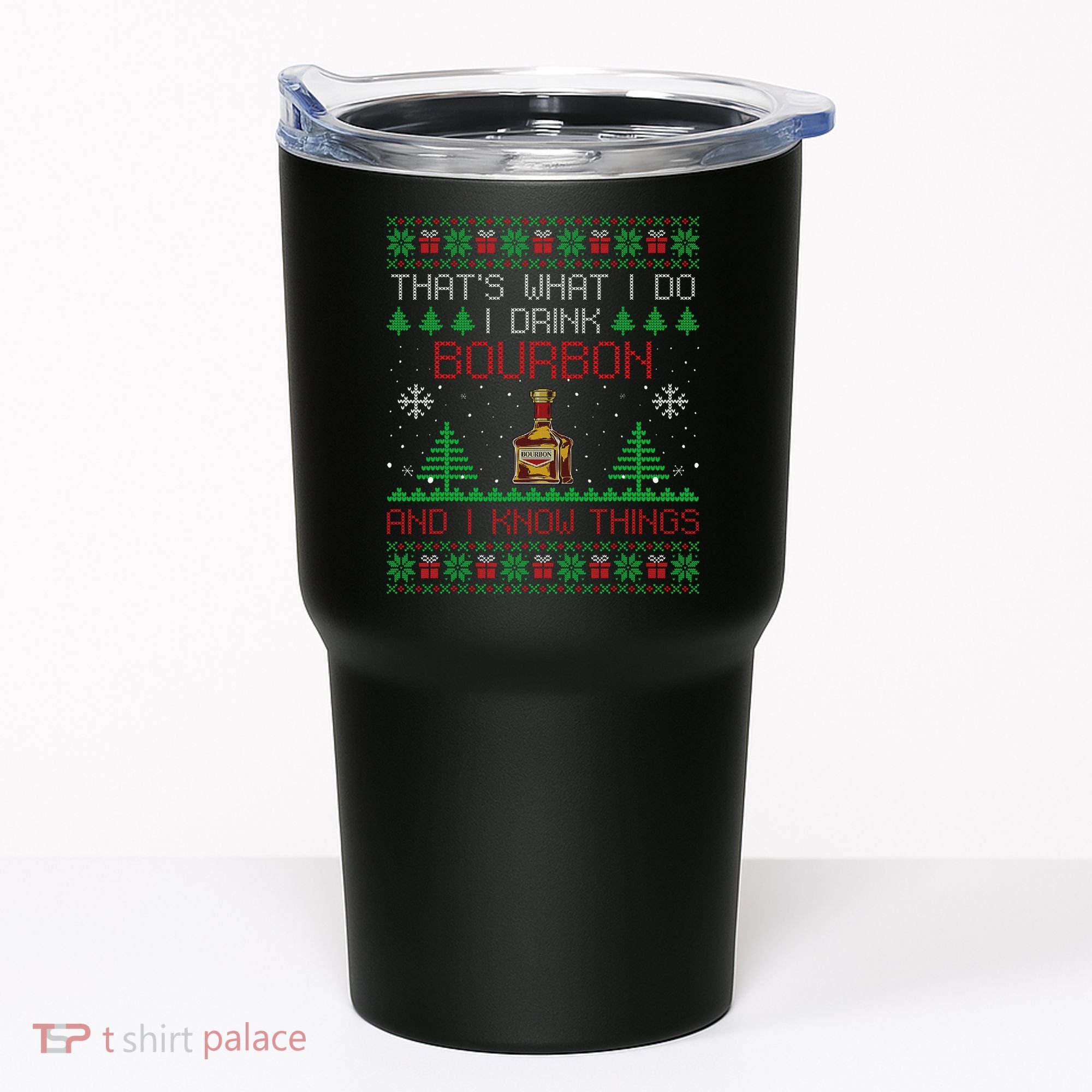 Gift For Bourbon Lover Funny Bourbon Ugly Christmas Tumbler