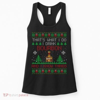 Gift For Bourbon Lover Funny Bourbon Ugly Christmas Women's Tank Top