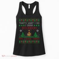 Gift For Bourbon Lover Funny Bourbon Ugly Christmas Women's Tank Top thumb 0