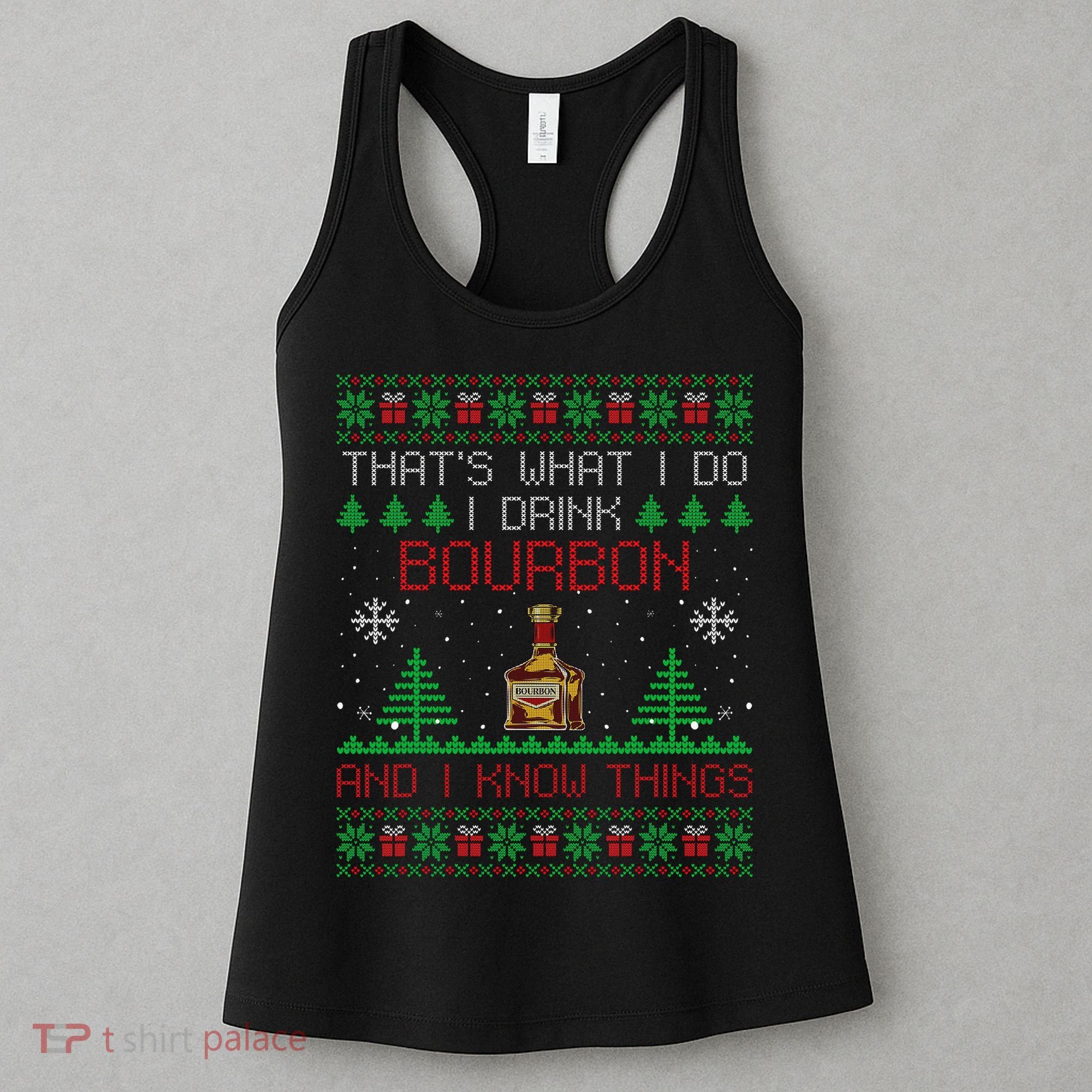 Gift For Bourbon Lover Funny Bourbon Ugly Christmas Women's Tank Top