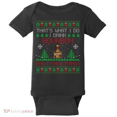 Gift For Bourbon Lover Funny Bourbon Ugly Christmas Baby Bodysuit