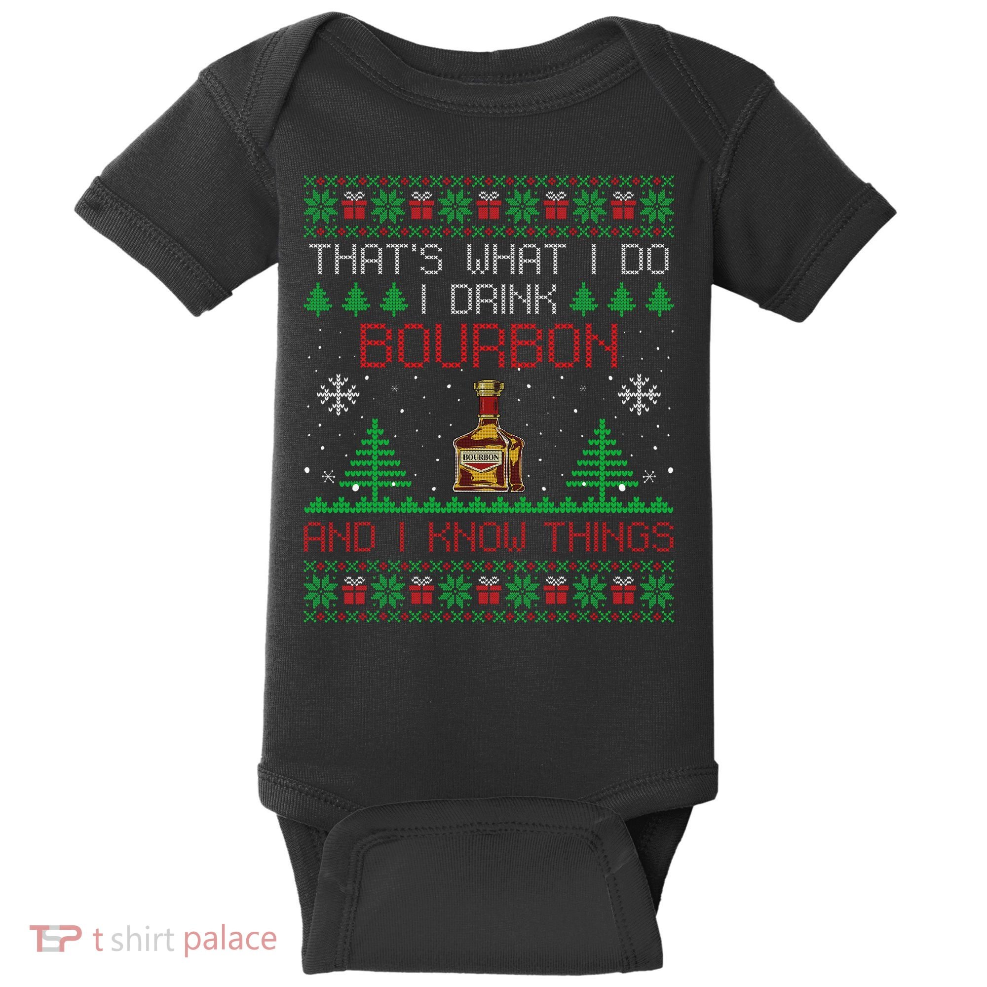 Gift For Bourbon Lover Funny Bourbon Ugly Christmas Baby Bodysuit