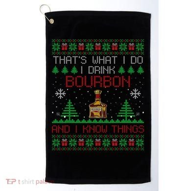 Gift For Bourbon Lover Funny Bourbon Ugly Christmas Golf Towel