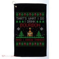 Gift For Bourbon Lover Funny Bourbon Ugly Christmas Golf Towel thumb 0