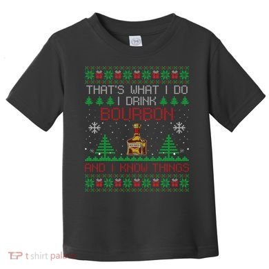 Gift For Bourbon Lover Funny Bourbon Ugly Christmas Toddler T-Shirt