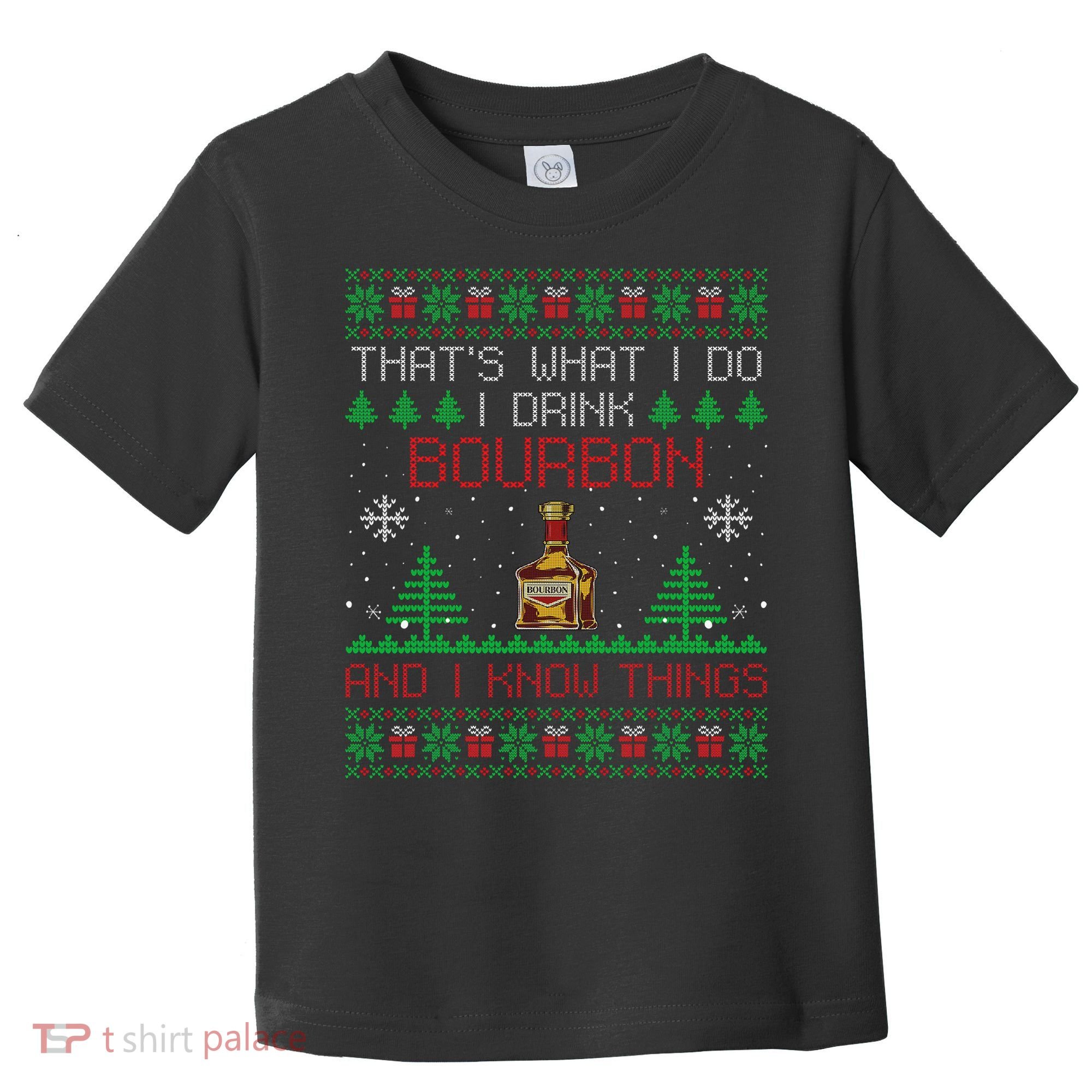 Gift For Bourbon Lover Funny Bourbon Ugly Christmas Toddler T-Shirt