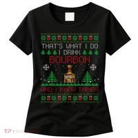 Gift For Bourbon Lover Funny Bourbon Ugly Christmas Women's T-Shirt thumb 0