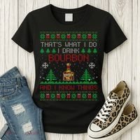 Gift For Bourbon Lover Funny Bourbon Ugly Christmas Women's T-Shirt thumb 3