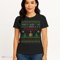 Gift For Bourbon Lover Funny Bourbon Ugly Christmas Women's T-Shirt thumb 4