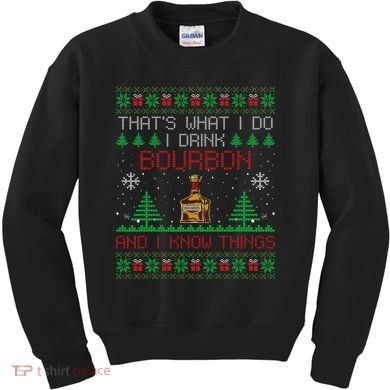 Gift For Bourbon Lover Funny Bourbon Ugly Christmas Kids Sweatshirt