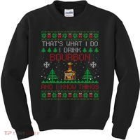 Gift For Bourbon Lover Funny Bourbon Ugly Christmas Kids Sweatshirt thumb 0