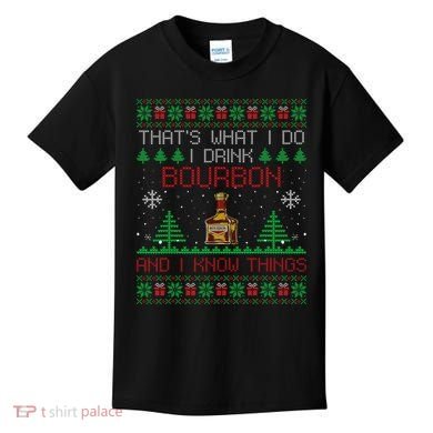 Gift For Bourbon Lover Funny Bourbon Ugly Christmas Kids T-Shirt