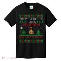 Gift For Bourbon Lover Funny Bourbon Ugly Christmas Kids T-Shirt thumb 0
