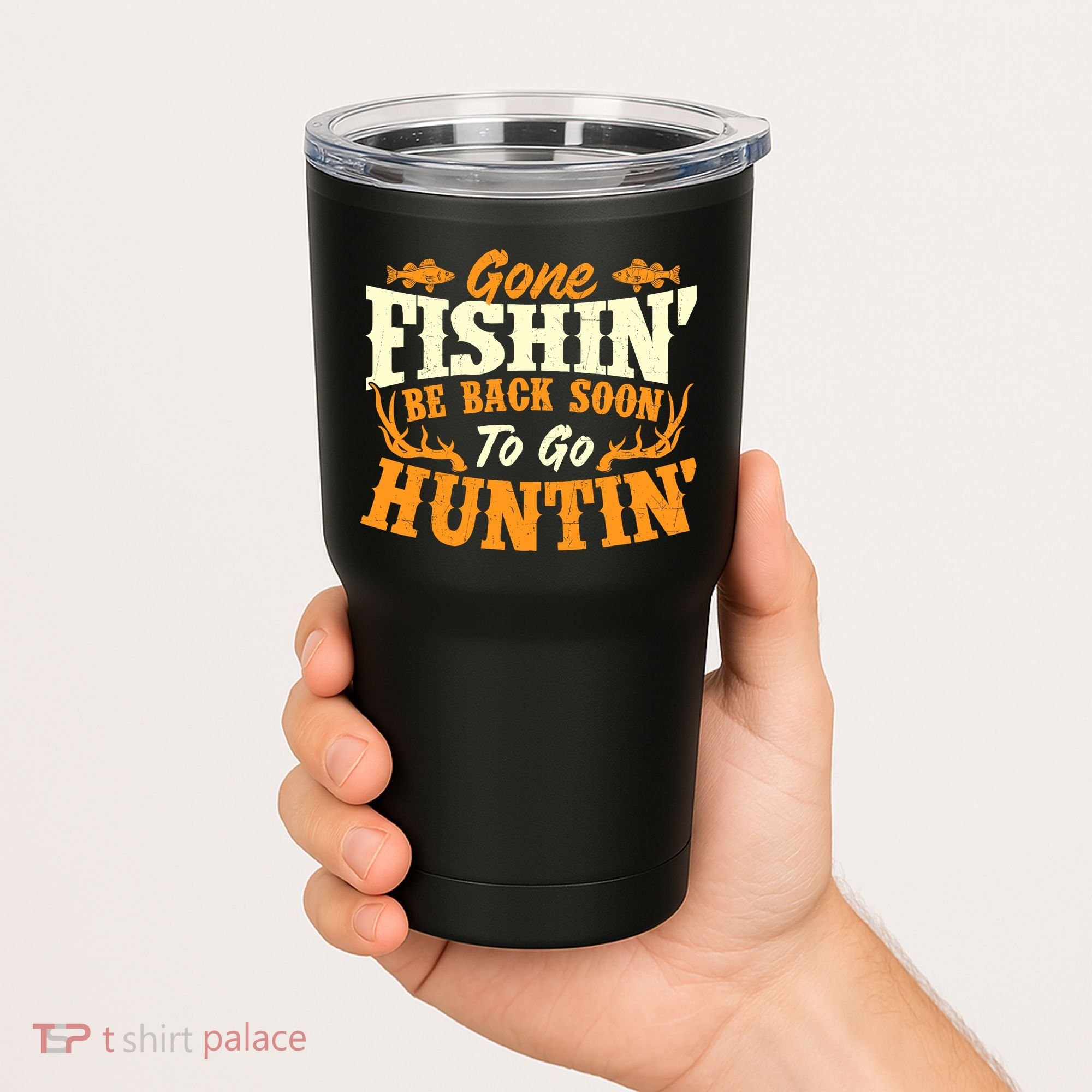 Gone Fishin Be Back Soon To Go Huntin Fishing Fish Lover Tumbler