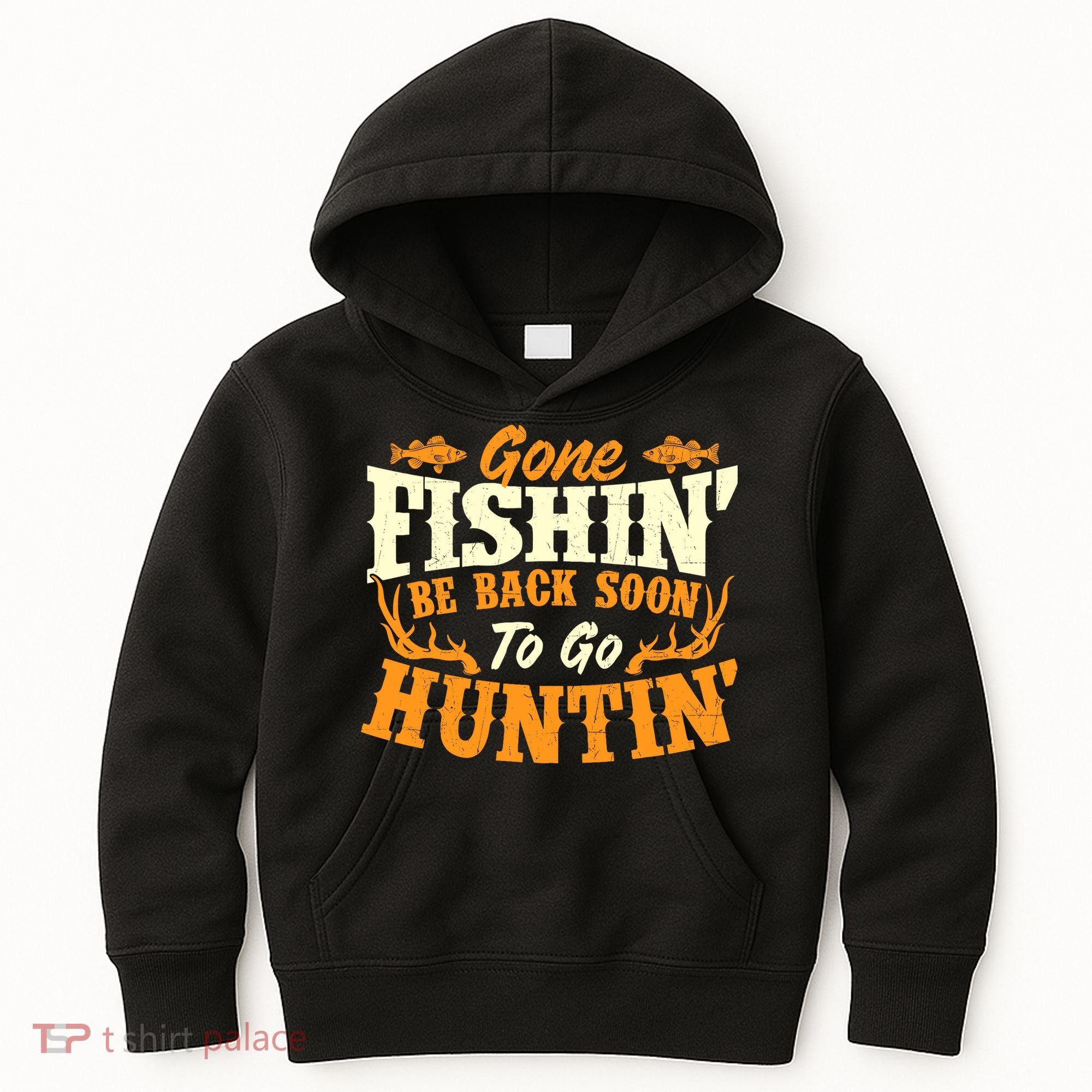 Gone Fishin Be Back Soon To Go Huntin Fishing Fish Lover Kids Hoodie