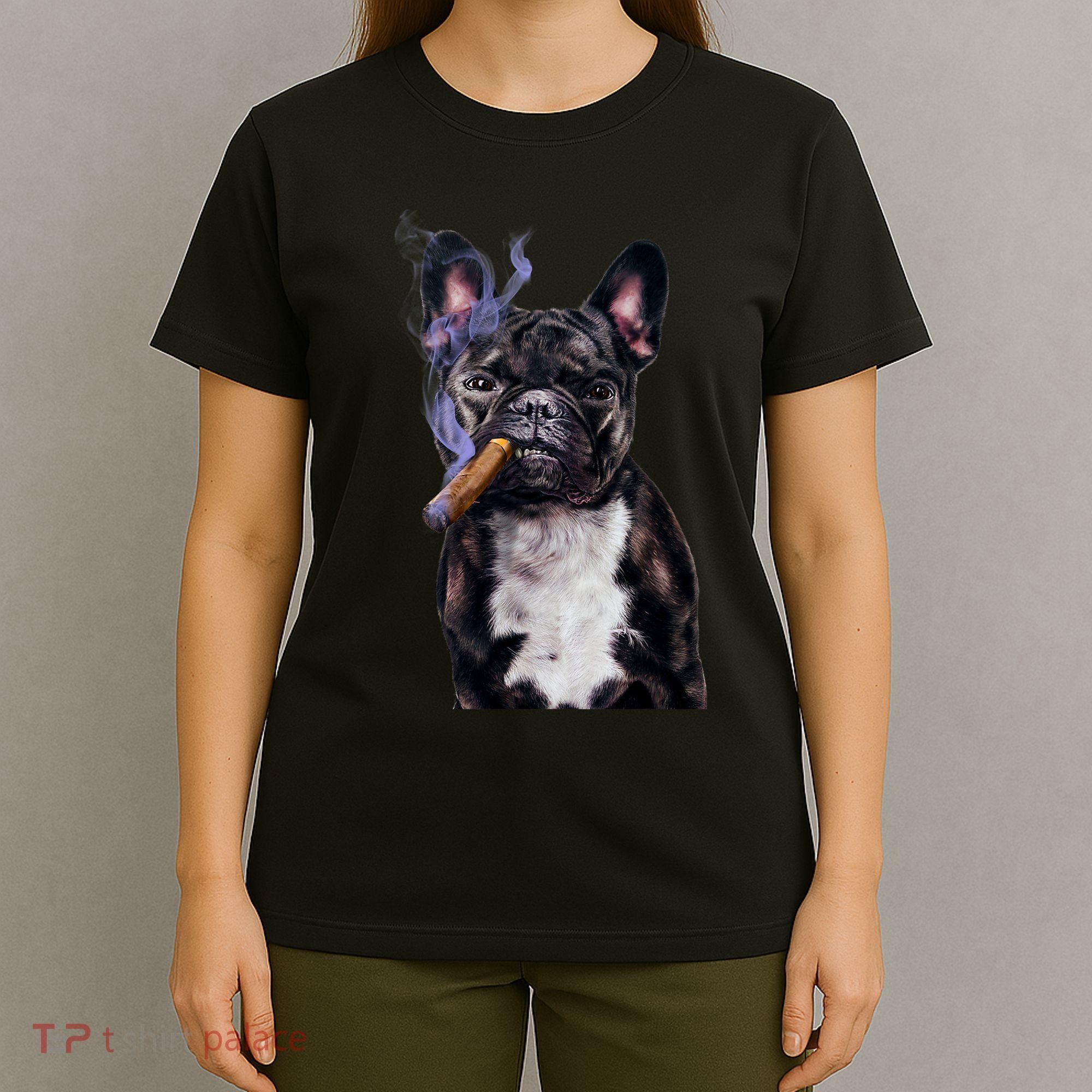 , Gangster French Bull Dog Smoking Cigar, Bad Dog T-Shirt