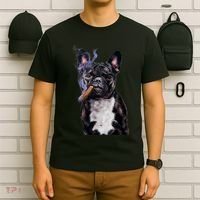 , Gangster French Bull Dog Smoking Cigar, Bad Dog T-Shirt thumb 6
