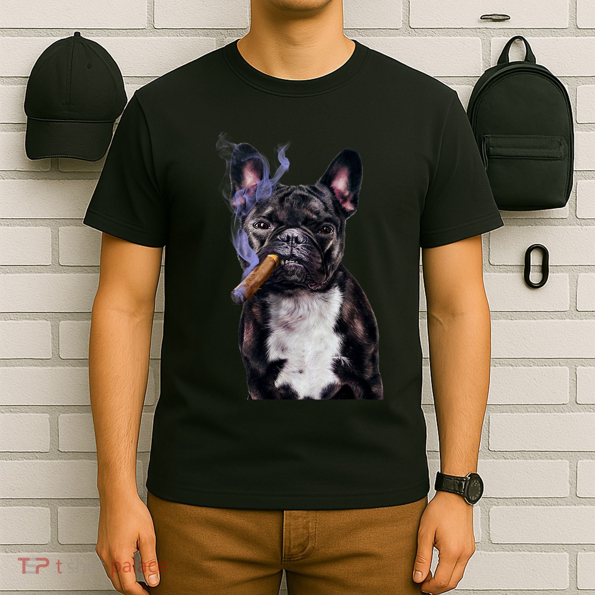 , Gangster French Bull Dog Smoking Cigar, Bad Dog T-Shirt