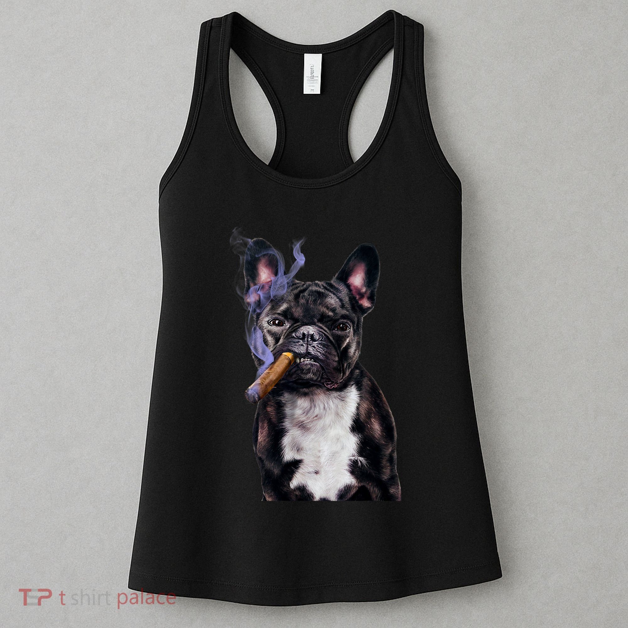 , Gangster French Bull Dog Smoking Cigar, Bad Dog Women's Tank Top