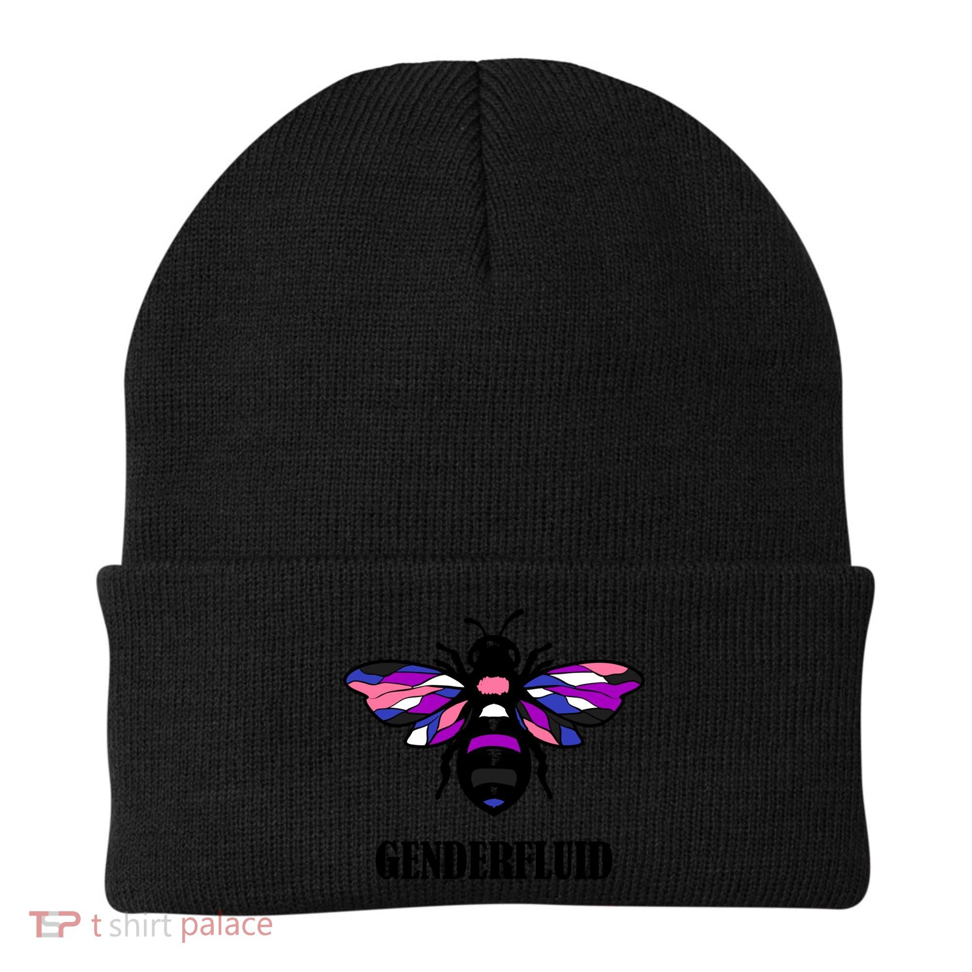 Genderfluid Flag Bee Funny Proud Lgbtq Gender Fluid Pride Gift Beanie