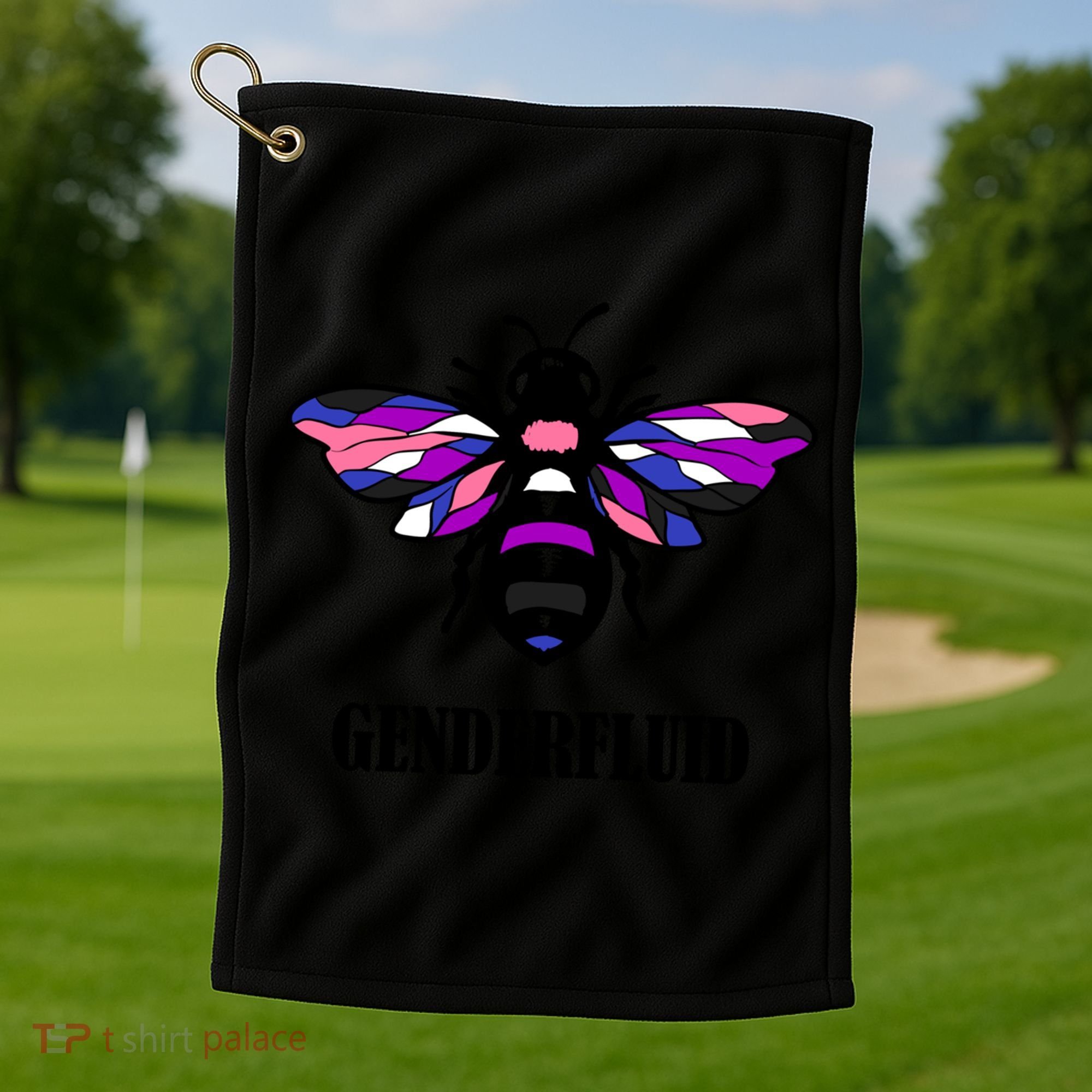 Genderfluid Flag Bee Funny Proud Lgbtq Gender Fluid Pride Gift Golf Towel