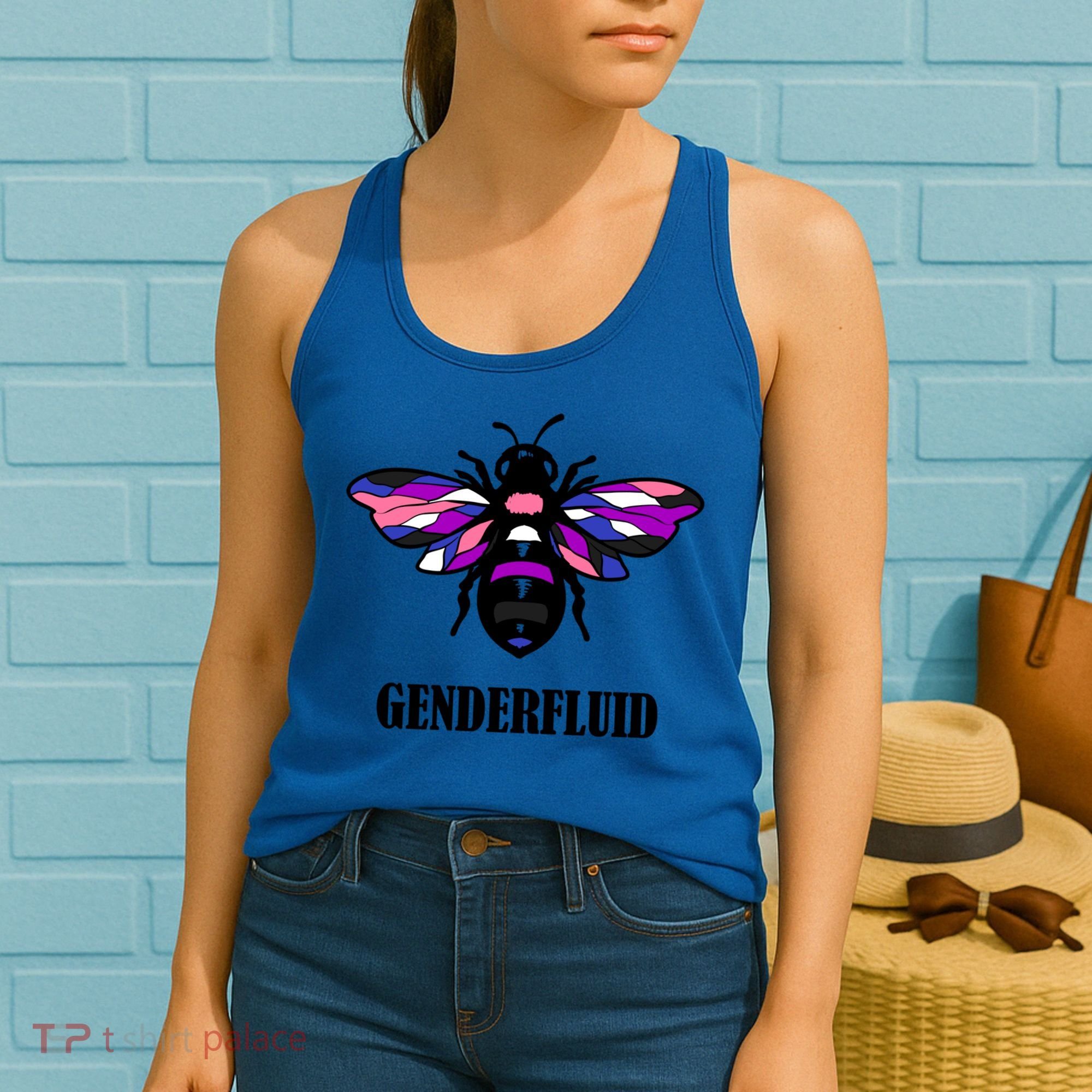 Genderfluid Flag Bee Funny Proud Lgbtq Gender Fluid Pride Gift Women's Tank Top