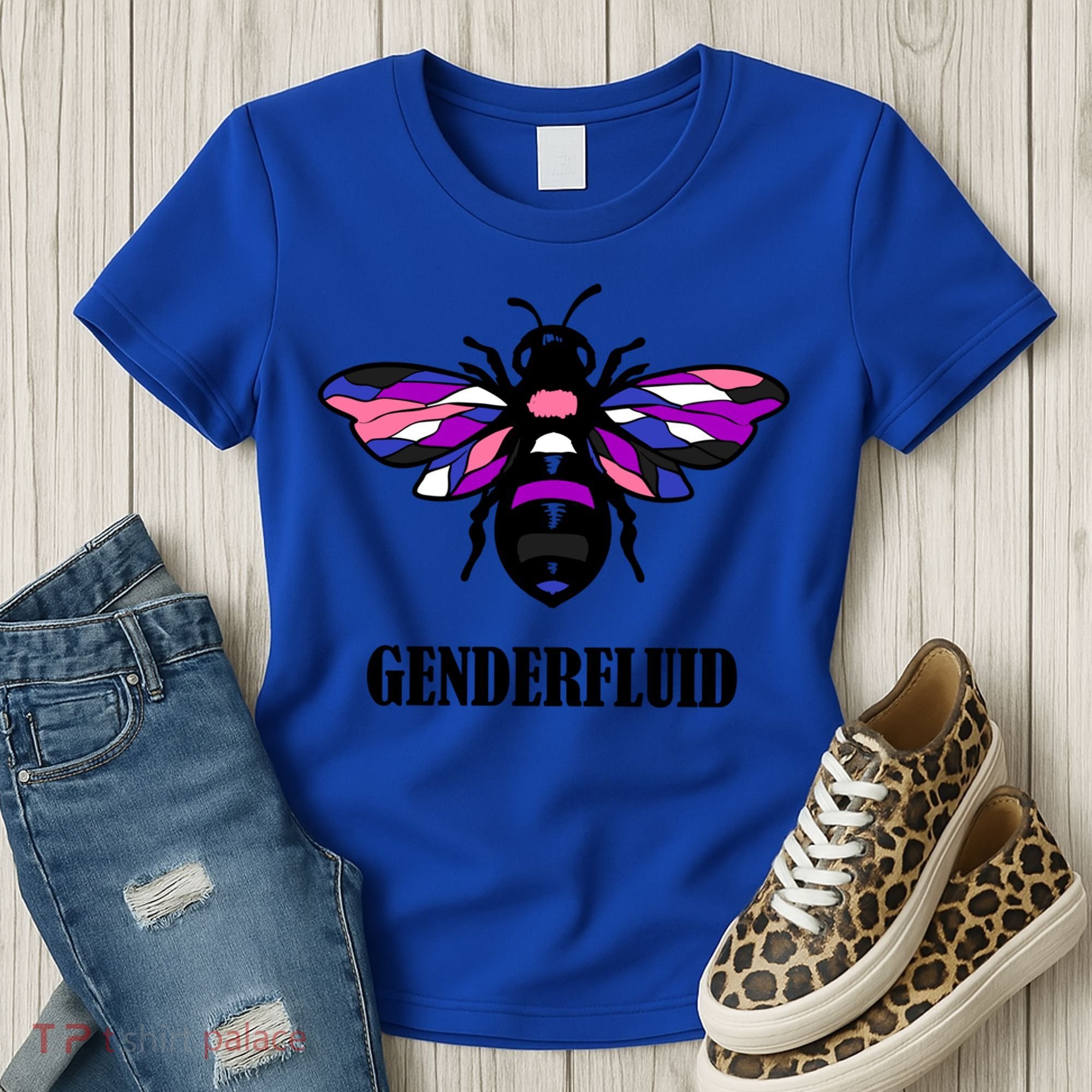 Genderfluid Flag Bee Funny Proud Lgbtq Gender Fluid Pride Gift Women's T-Shirt
