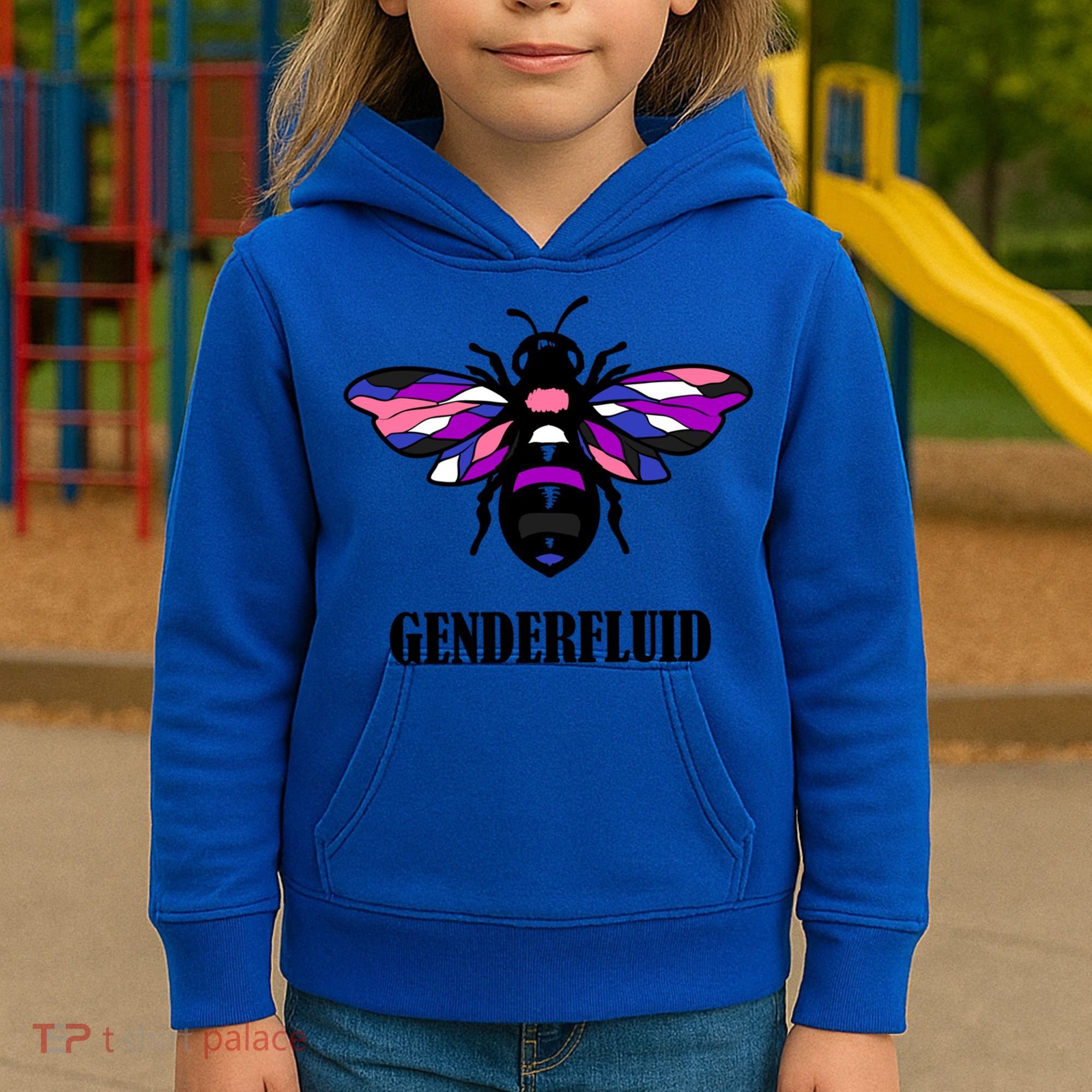 Genderfluid Flag Bee Funny Proud Lgbtq Gender Fluid Pride Gift Kids Hoodie