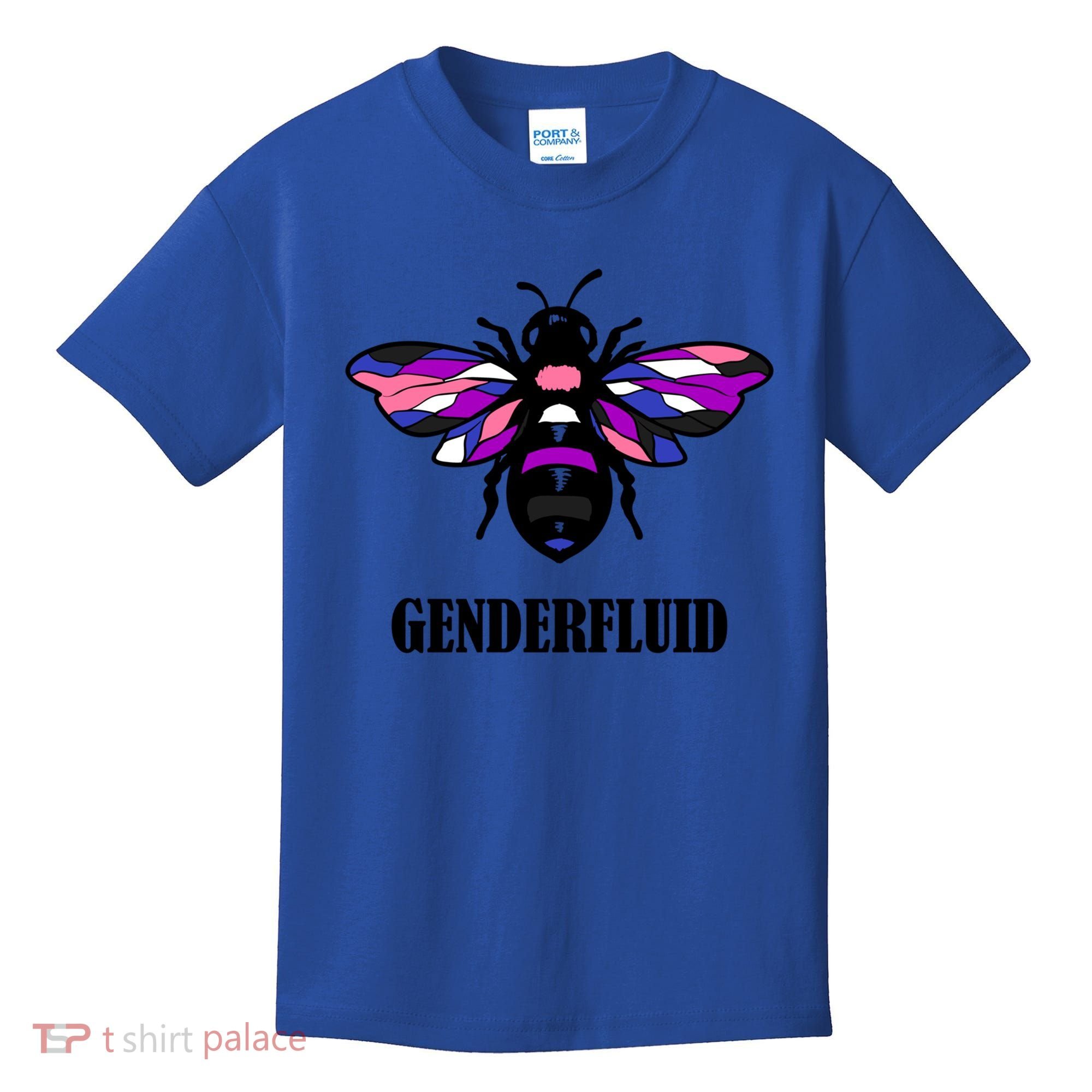 Genderfluid Flag Bee Funny Proud Lgbtq Gender Fluid Pride Gift Kids T-Shirt