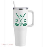 Golf First Birthday Dad Hole In One Golf Sport Matching 40oz Vacuum Insulated Stainless Steel Travel Tumbler thumb 0