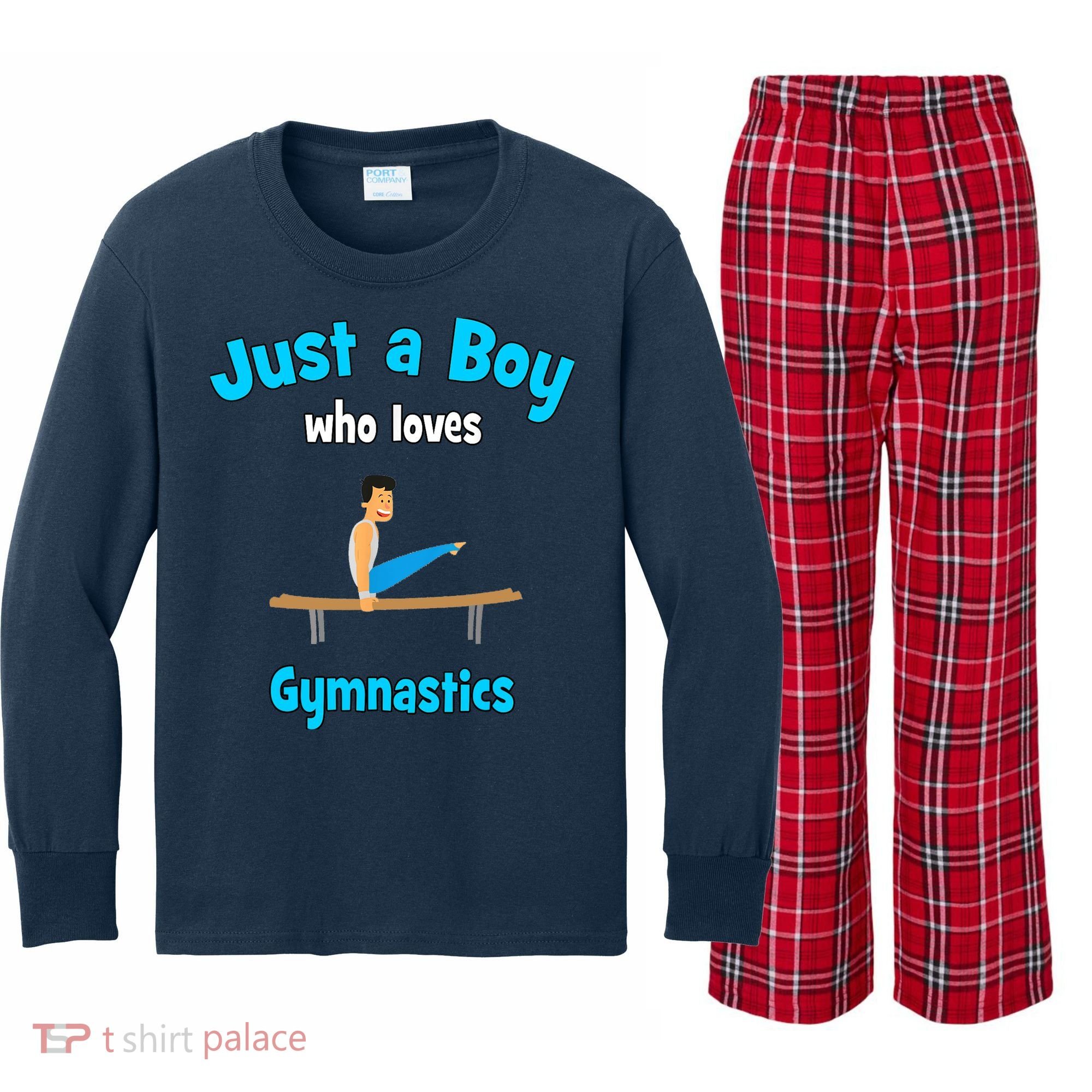 Gymnastics for Boy | Gymnastics Kids Long Sleeve Plaid Pajama Set