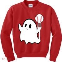 Ghost Forkball Baseball Pitch Fork Ball K Strikeout Kids Sweatshirt thumb 0