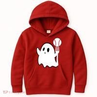 Ghost Forkball Baseball Pitch Fork Ball K Strikeout Kids Hoodie thumb 0